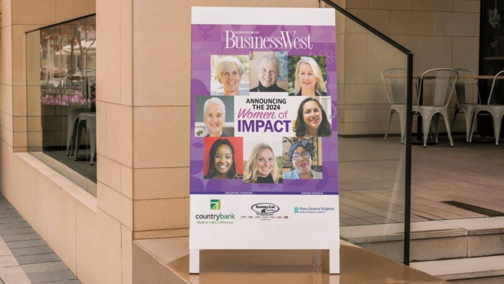 A mockup of a banner showing the BusinessWest Women of Impact Class of 2024