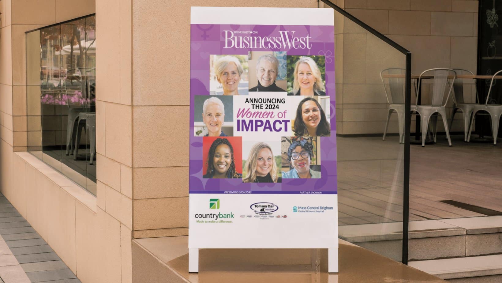 A mockup of a banner showing the BusinessWest Women of Impact Class of 2024