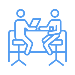 Icon showing two people co-working