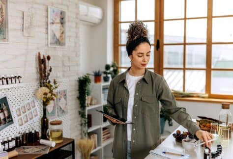 Business woman planning and creating new products for her small business.