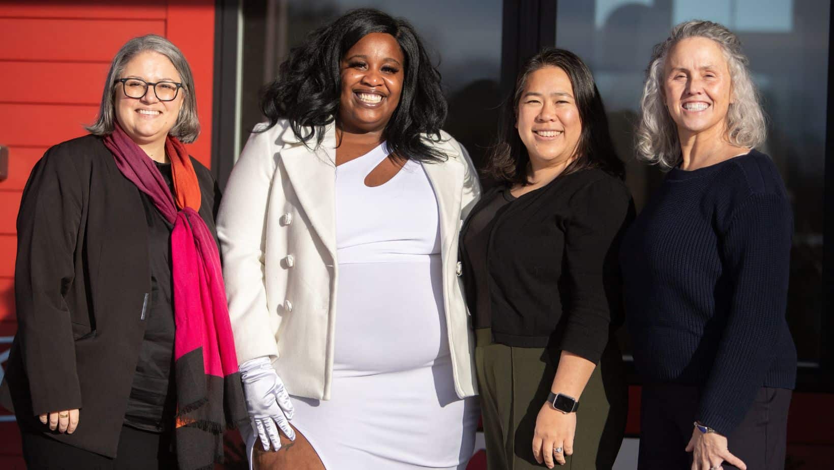 Left to Right Mayor of Northampton Gina-Louise Sciarra, SCCC Founder Tiffany Allecia, South Hadley Town Administrator Lisa Wong and Mayor of Easthampton Nicole LaChapelle at a Western MA Economic Ecosystem Summit Dec 2024 Downtown Springfield, January 2024
